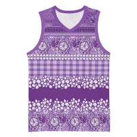Hawaiian Hibiscus Honu Basketball Jersey Purple Mele Kalikimaka Palaka Spirit LT9 Unisex Purple - Polynesian Pride
