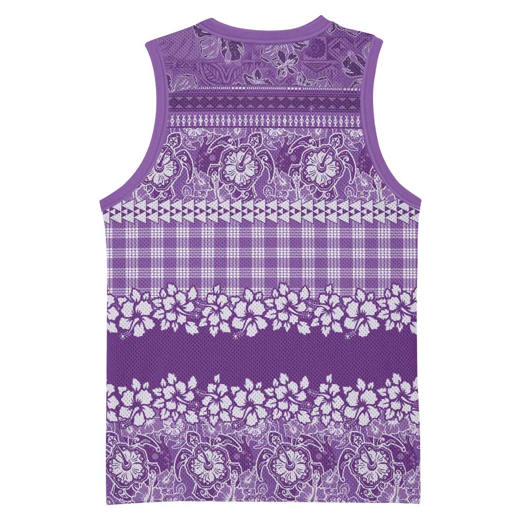 Hawaiian Hibiscus Honu Basketball Jersey Purple Mele Kalikimaka Palaka Spirit LT9 - Polynesian Pride