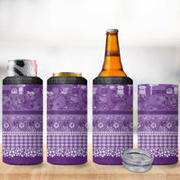 Hawaiian Hibiscus Honu 4 in 1 Can Cooler Tumbler Purple Mele Kalikimaka Palaka Spirit LT9 - Polynesian Pride