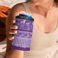 Hawaiian Hibiscus Honu 4 in 1 Can Cooler Tumbler Purple Mele Kalikimaka Palaka Spirit LT9 - Polynesian Pride