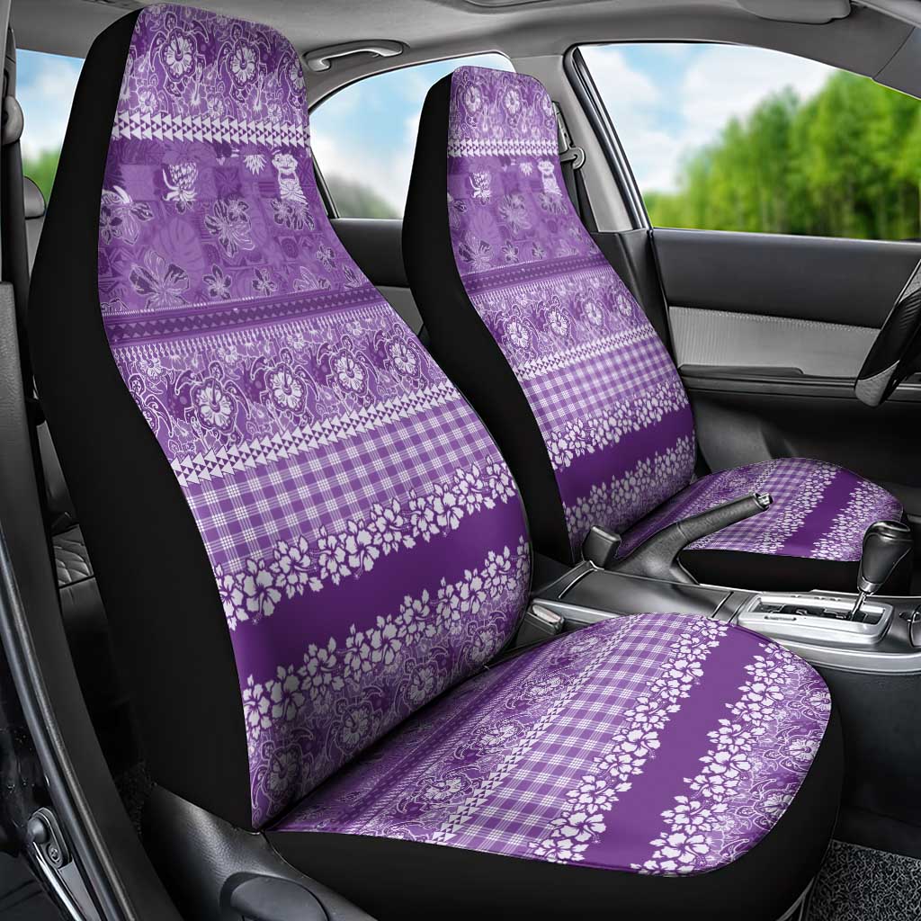 Hawaiian Hibiscus Honu Car Seat Cover Purple Mele Kalikimaka Palaka Spirit LT9 - Polynesian Pride