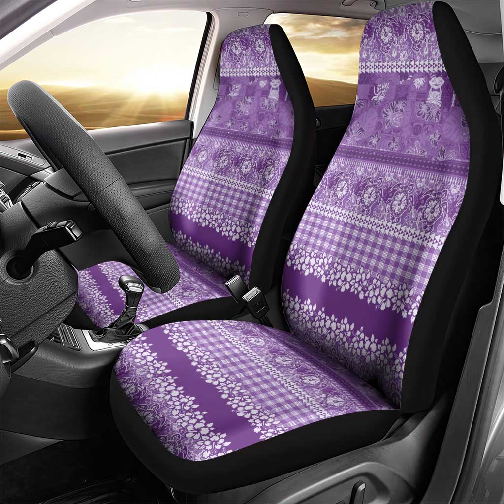 Hawaiian Hibiscus Honu Car Seat Cover Purple Mele Kalikimaka Palaka Spirit LT9 - Polynesian Pride