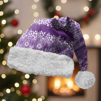 Hawaiian Hibiscus Honu Christmas Santa Hat Purple Mele Kalikimaka Palaka Spirit LT9 With Fur Purple - Polynesian Pride