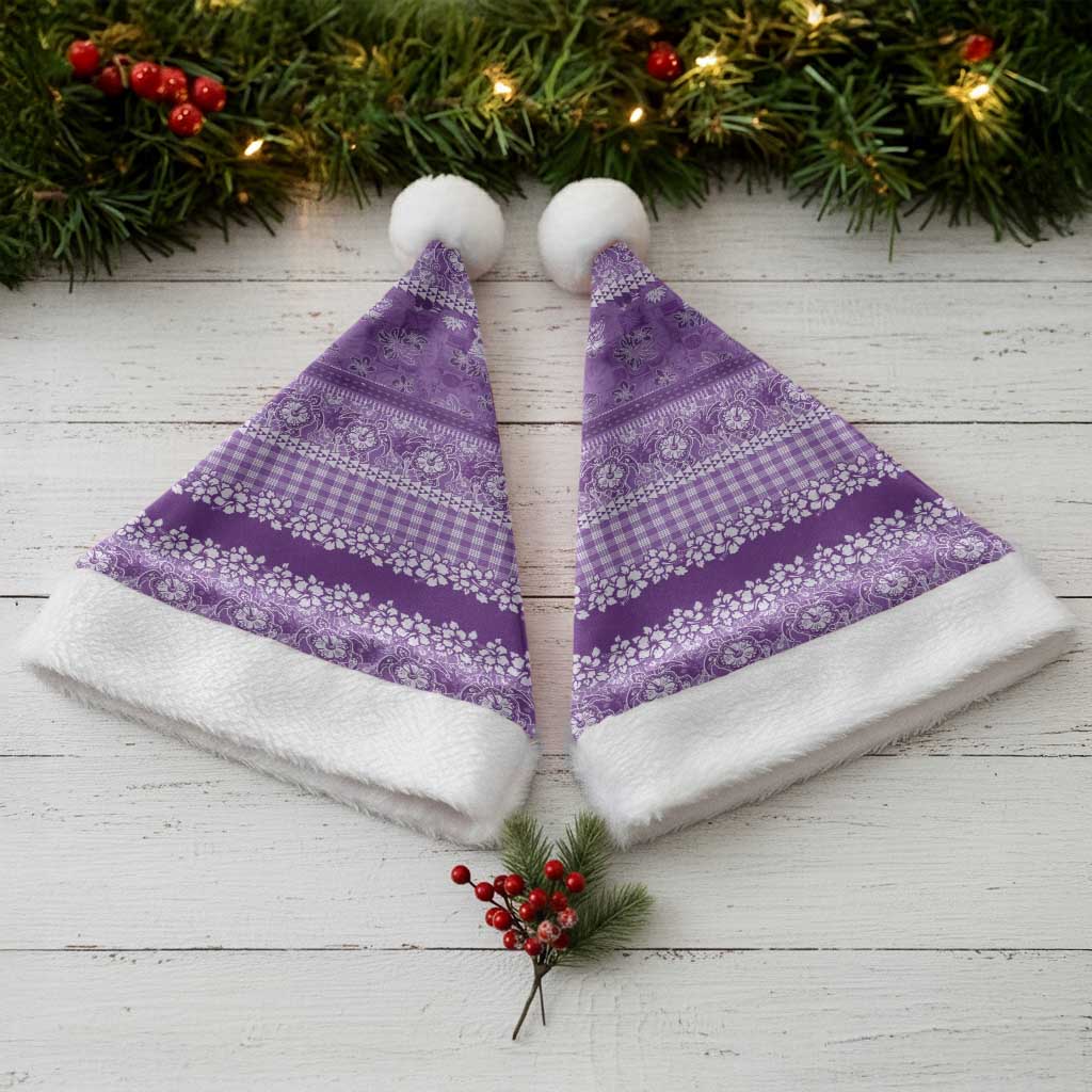 Hawaiian Hibiscus Honu Christmas Santa Hat Purple Mele Kalikimaka Palaka Spirit LT9 - Polynesian Pride