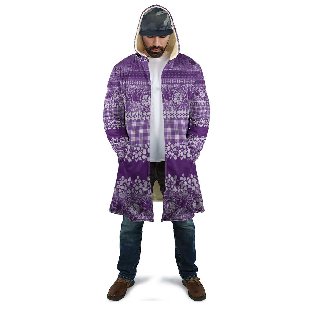 Hawaiian Hibiscus Honu Cloak Purple Mele Kalikimaka Palaka Spirit - Polynesian Pride
