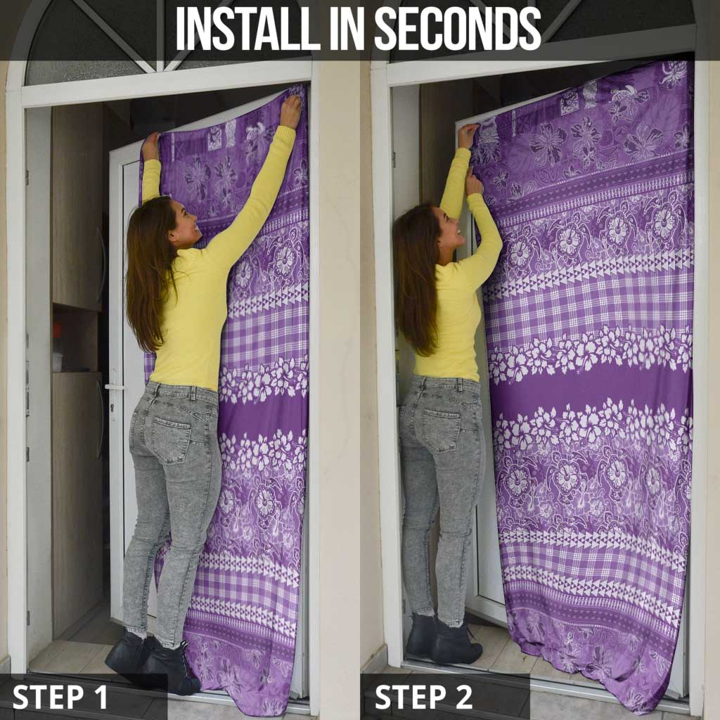 Hawaiian Hibiscus Honu Door Cover Purple Mele Kalikimaka Palaka Spirit LT9 - Polynesian Pride