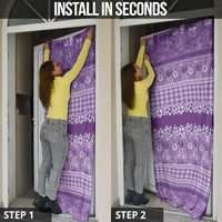 Hawaiian Hibiscus Honu Door Cover Purple Mele Kalikimaka Palaka Spirit LT9 - Polynesian Pride