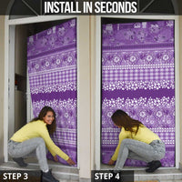 Hawaiian Hibiscus Honu Door Cover Purple Mele Kalikimaka Palaka Spirit LT9 - Polynesian Pride