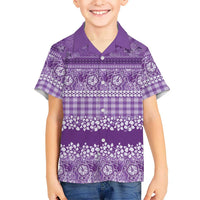 Hawaiian Hibiscus Honu Family Matching Long Sleeve Bodycon Dress and Hawaiian Shirt Purple Mele Kalikimaka Palaka Spirit LT9 - Polynesian Pride
