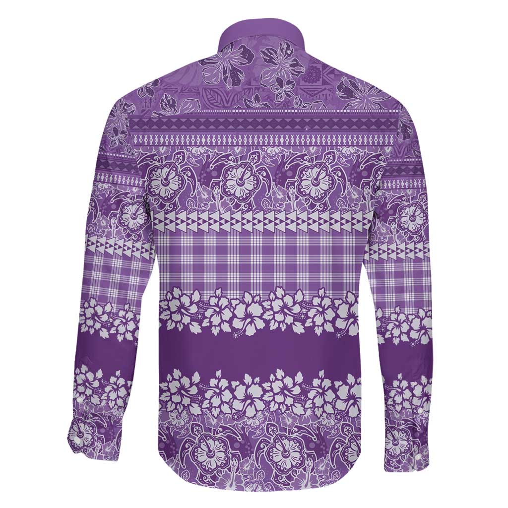 Hawaiian Hibiscus Honu Family Matching Mermaid Dress and Hawaiian Shirt Purple Mele Kalikimaka Palaka Spirit LT9 - Polynesian Pride