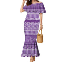 Hawaiian Hibiscus Honu Family Matching Mermaid Dress and Hawaiian Shirt Purple Mele Kalikimaka Palaka Spirit LT9 Purple - Polynesian Pride