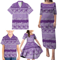Hawaiian Hibiscus Honu Family Matching Puletasi and Hawaiian Shirt Purple Mele Kalikimaka Palaka Spirit LT9 - Polynesian Pride