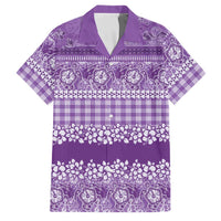 Hawaiian Hibiscus Honu Family Matching Short Sleeve Bodycon Dress and Hawaiian Shirt Purple Mele Kalikimaka Palaka Spirit LT9 Dad's Shirt - Short Sleeve Purple - Polynesian Pride