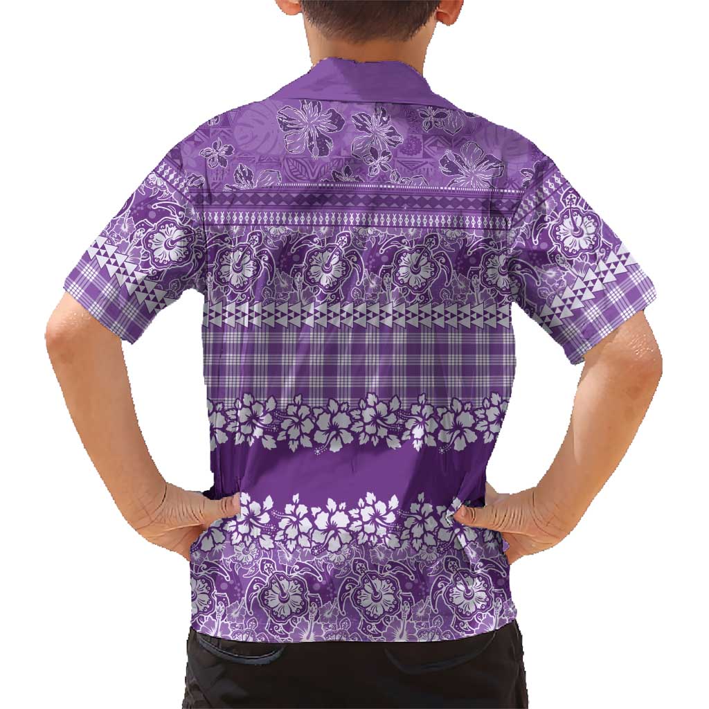 Hawaiian Hibiscus Honu Family Matching Summer Maxi Dress and Hawaiian Shirt Purple Mele Kalikimaka Palaka Spirit LT9 - Polynesian Pride