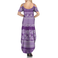 Hawaiian Hibiscus Honu Family Matching Summer Maxi Dress and Hawaiian Shirt Purple Mele Kalikimaka Palaka Spirit LT9 - Polynesian Pride