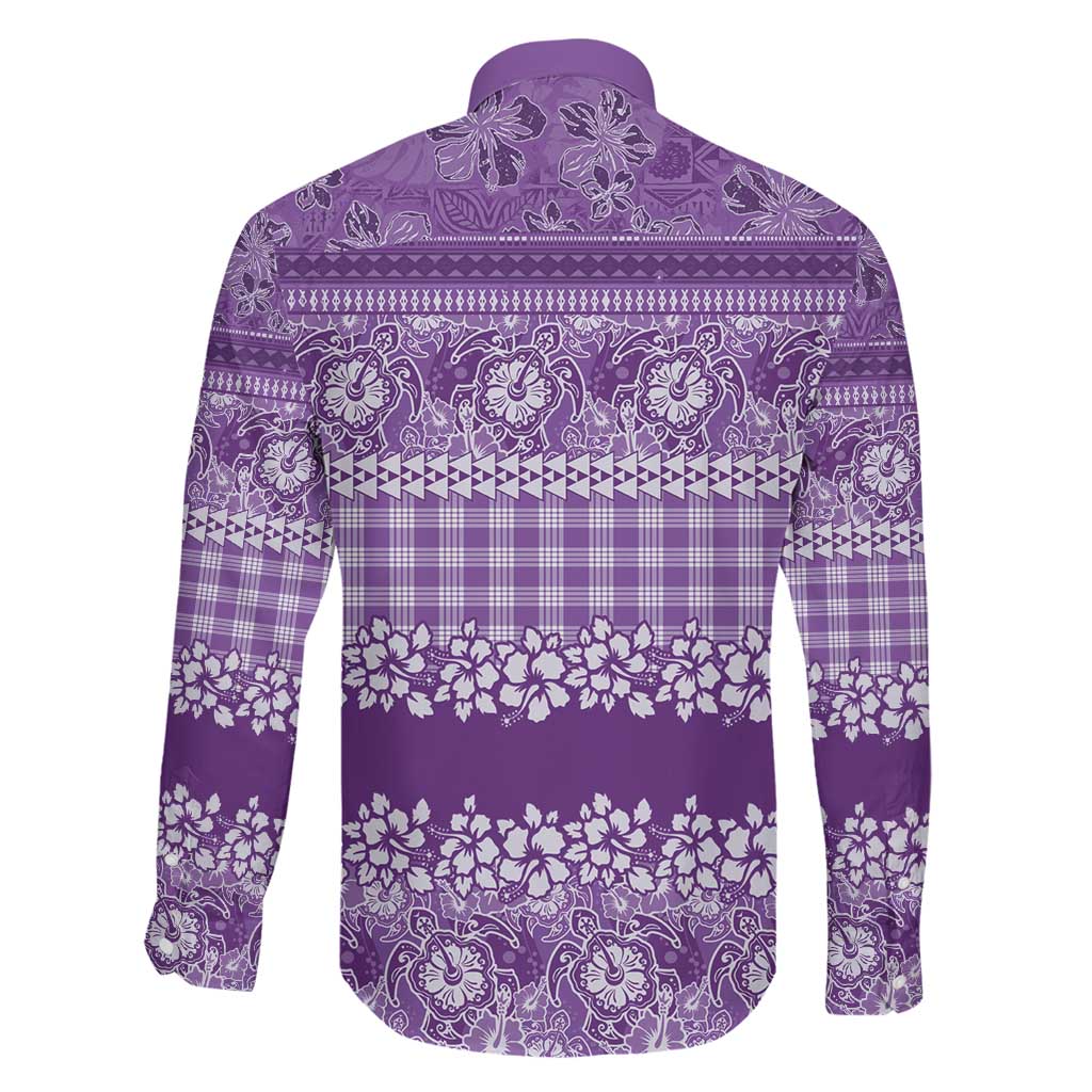 Hawaiian Hibiscus Honu Family Matching Tank Maxi Dress and Hawaiian Shirt Purple Mele Kalikimaka Palaka Spirit LT9 - Polynesian Pride
