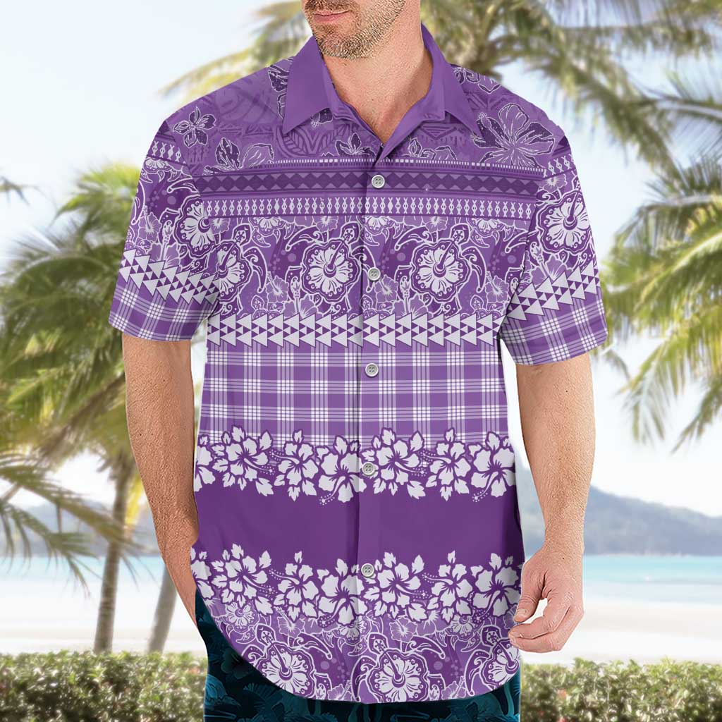 Hawaiian Hibiscus Honu Hawaiian Shirt Purple Mele Kalikimaka Palaka Spirit LT9 - Polynesian Pride