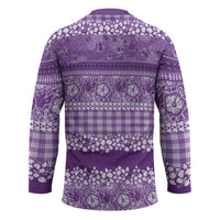 Hawaiian Hibiscus Honu Hockey Jersey Purple Mele Kalikimaka Palaka Spirit LT9 - Polynesian Pride