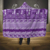 Hawaiian Hibiscus Honu Hooded Blanket Purple Mele Kalikimaka Palaka Spirit LT9 - Polynesian Pride