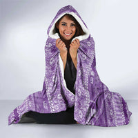 Hawaiian Hibiscus Honu Hooded Blanket Purple Mele Kalikimaka Palaka Spirit LT9 - Polynesian Pride