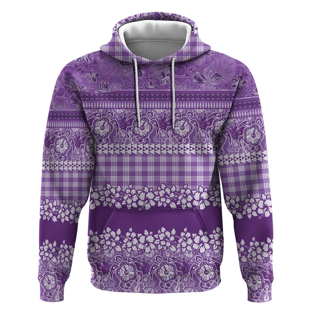 Hawaiian Hibiscus Honu Hoodie Purple Mele Kalikimaka Palaka Spirit LT9 Pullover Hoodie Purple - Polynesian Pride