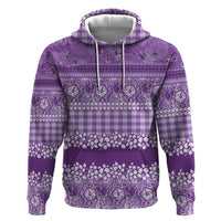 Hawaiian Hibiscus Honu Hoodie Purple Mele Kalikimaka Palaka Spirit LT9 Pullover Hoodie Purple - Polynesian Pride