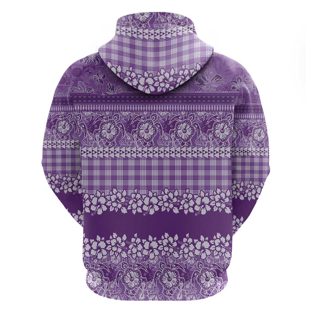 Hawaiian Hibiscus Honu Hoodie Purple Mele Kalikimaka Palaka Spirit LT9 - Polynesian Pride