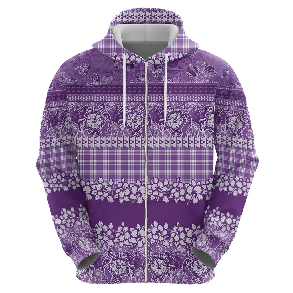 Hawaiian Hibiscus Honu Hoodie Purple Mele Kalikimaka Palaka Spirit LT9 - Polynesian Pride
