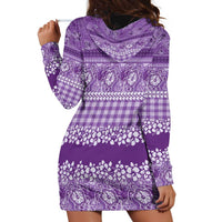 Hawaiian Hibiscus Honu Hoodie Dress Purple Mele Kalikimaka Palaka Spirit LT9 - Polynesian Pride