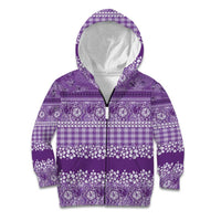 Hawaiian Hibiscus Honu Kid Hoodie Purple Mele Kalikimaka Palaka Spirit - Polynesian Pride