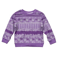 Hawaiian Hibiscus Honu Kid Ugly Christmas Sweater Purple Mele Kalikimaka Palaka Spirit LT9 Kid Purple - Polynesian Pride