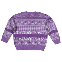 Hawaiian Hibiscus Honu Kid Ugly Christmas Sweater Purple Mele Kalikimaka Palaka Spirit LT9 - Polynesian Pride
