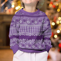 Hawaiian Hibiscus Honu Kid Ugly Christmas Sweater Purple Mele Kalikimaka Palaka Spirit LT9 - Polynesian Pride