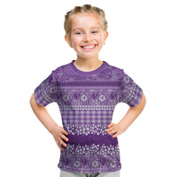Hawaiian Hibiscus Honu Kid T Shirt Purple Mele Kalikimaka Palaka Spirit LT9 Purple - Polynesian Pride