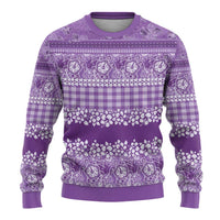 Hawaiian Hibiscus Honu Ugly Christmas Sweater Purple Mele Kalikimaka Palaka Spirit LT9 - Polynesian Pride
