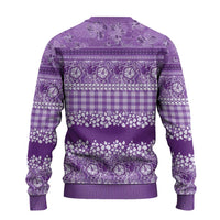 Hawaiian Hibiscus Honu Ugly Christmas Sweater Purple Mele Kalikimaka Palaka Spirit LT9 - Polynesian Pride