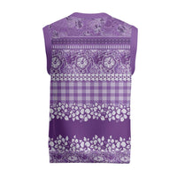 Hawaiian Hibiscus Honu Christmas Knitted V-Neck Vest Purple Mele Kalikimaka Palaka Spirit LT9 - Polynesian Pride