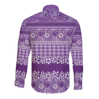 Hawaiian Hibiscus Honu Long Sleeve Button Shirt Purple Mele Kalikimaka Palaka Spirit LT9 - Polynesian Pride