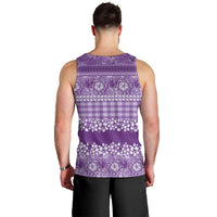 Hawaiian Hibiscus Honu Men Tank Top Purple Mele Kalikimaka Palaka Spirit LT9 - Polynesian Pride
