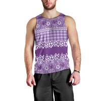 Hawaiian Hibiscus Honu Men Tank Top Purple Mele Kalikimaka Palaka Spirit LT9 - Polynesian Pride