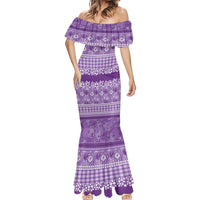 Hawaiian Hibiscus Honu Mermaid Dress Purple Mele Kalikimaka Palaka Spirit LT9 - Polynesian Pride