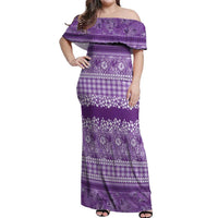 Hawaiian Hibiscus Honu Off Shoulder Maxi Dress Purple Mele Kalikimaka Palaka Spirit LT9 Women Purple - Polynesian Pride