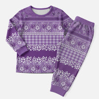 Hawaiian Hibiscus Honu Christmas Pajama Set - Purple Mele Kalikimaka Palaka Spirit LT9 Men Purple - Polynesian Pride