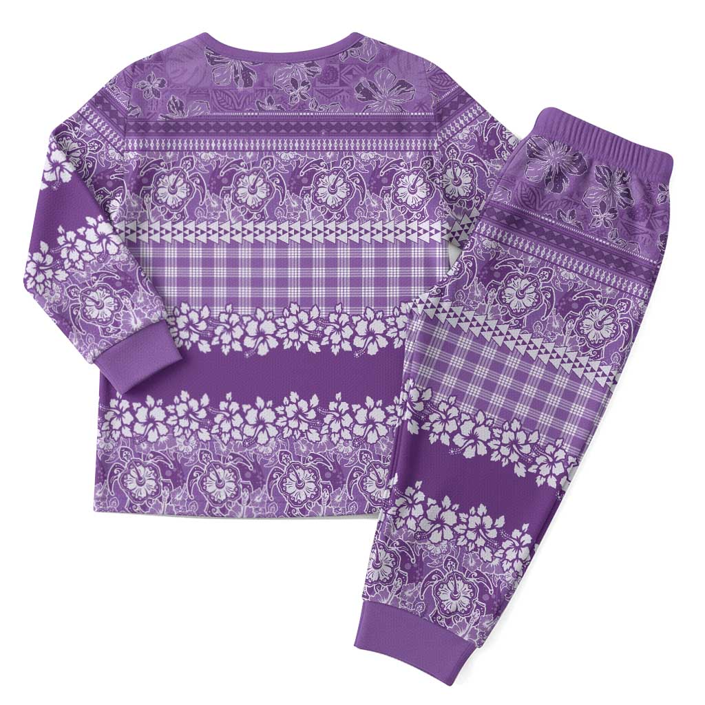 Hawaiian Hibiscus Honu Christmas Pajama Set - Purple Mele Kalikimaka Palaka Spirit LT9 - Polynesian Pride