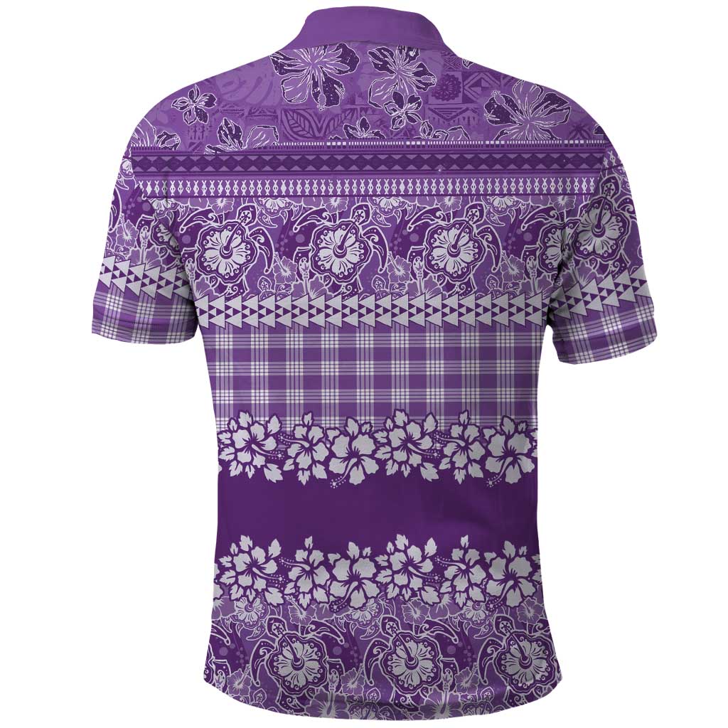 Hawaiian Hibiscus Honu Polo Shirt Purple Mele Kalikimaka Palaka Spirit LT9 - Polynesian Pride