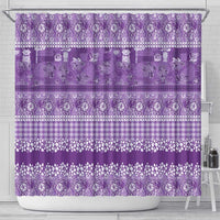 Hawaiian Hibiscus Honu Shower Curtain Purple Mele Kalikimaka Palaka Spirit LT9 - Polynesian Pride