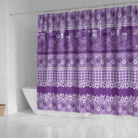 Hawaiian Hibiscus Honu Shower Curtain Purple Mele Kalikimaka Palaka Spirit LT9 - Polynesian Pride