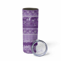 Hawaiian Hibiscus Honu Skinny Tumbler Purple Mele Kalikimaka Palaka Spirit LT9 - Polynesian Pride