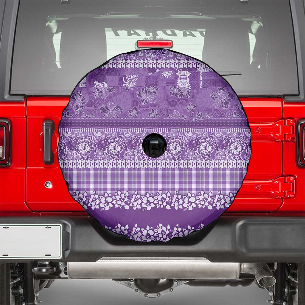 Hawaiian Hibiscus Honu Spare Tire Cover Purple Mele Kalikimaka Palaka Spirit LT9 - Polynesian Pride