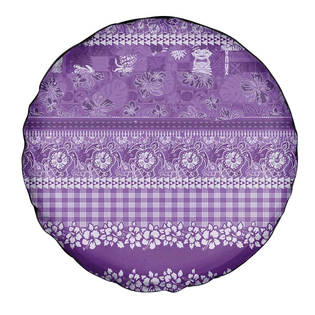 Hawaiian Hibiscus Honu Spare Tire Cover Purple Mele Kalikimaka Palaka Spirit LT9 - Polynesian Pride